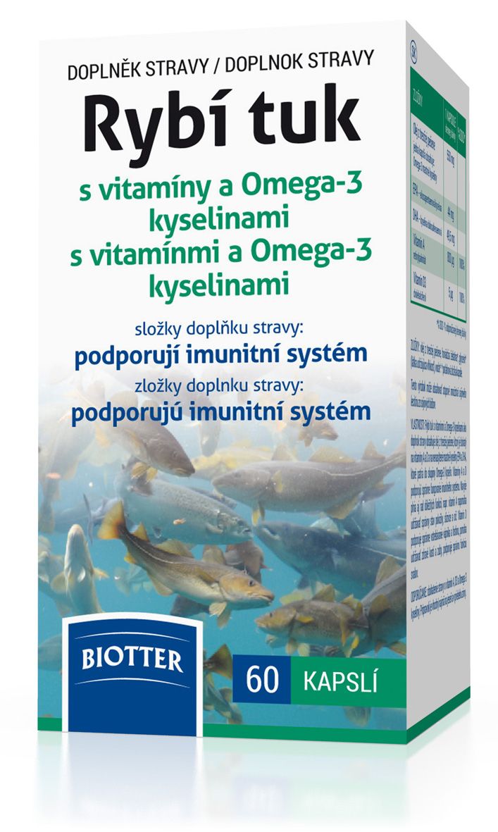 Biotter Rybí tuk s vitamíny a Omega-3 kyselinami 60 kapslí Biotter