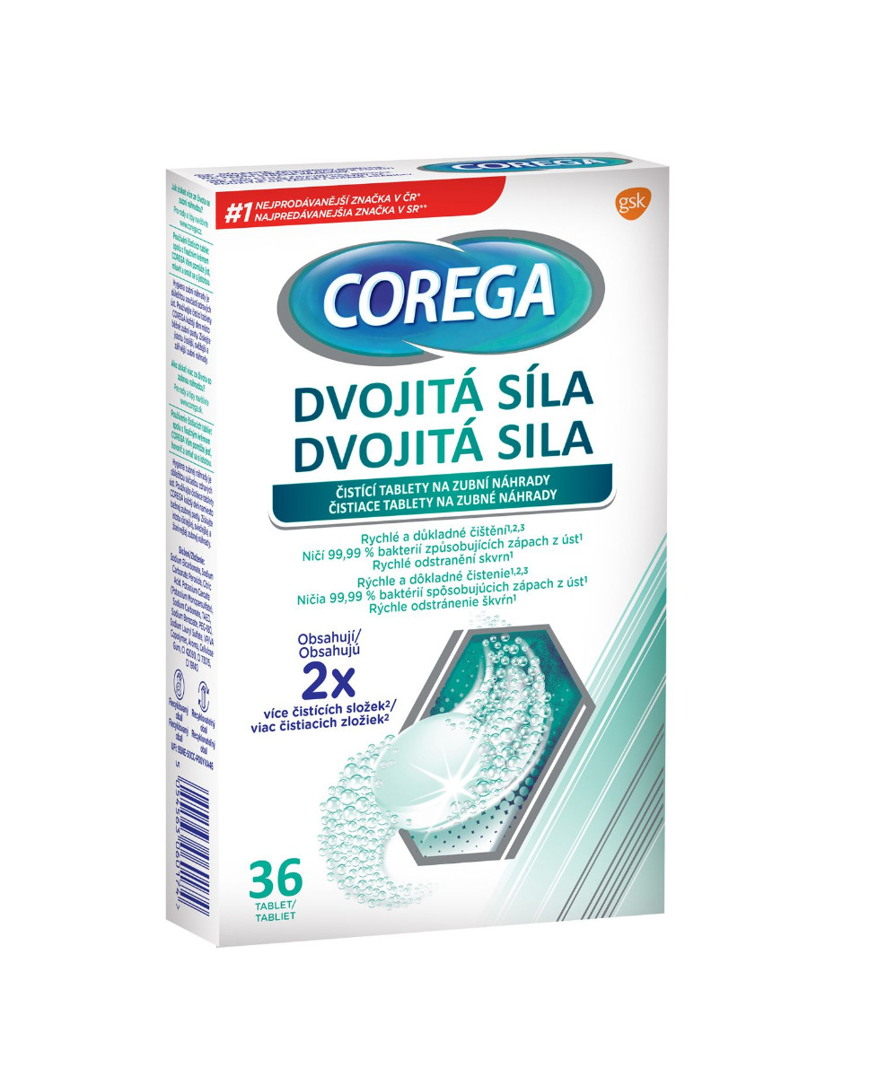 Corega Dvojitá síla Antibakteriální tablety 36 ks Corega