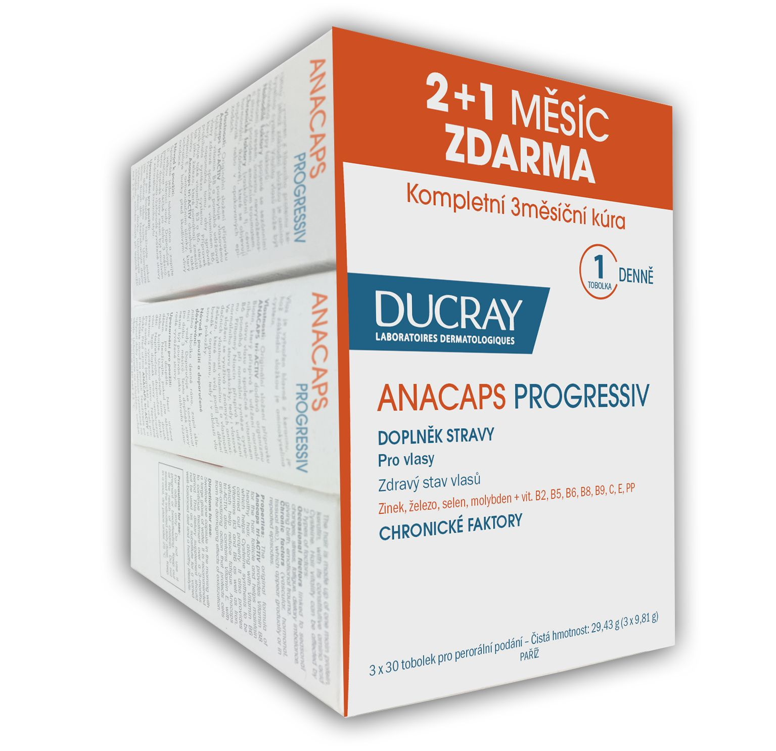 Ducray Anacaps Progressiv 30 tobolek TRIO (2+1 zdarma) Ducray