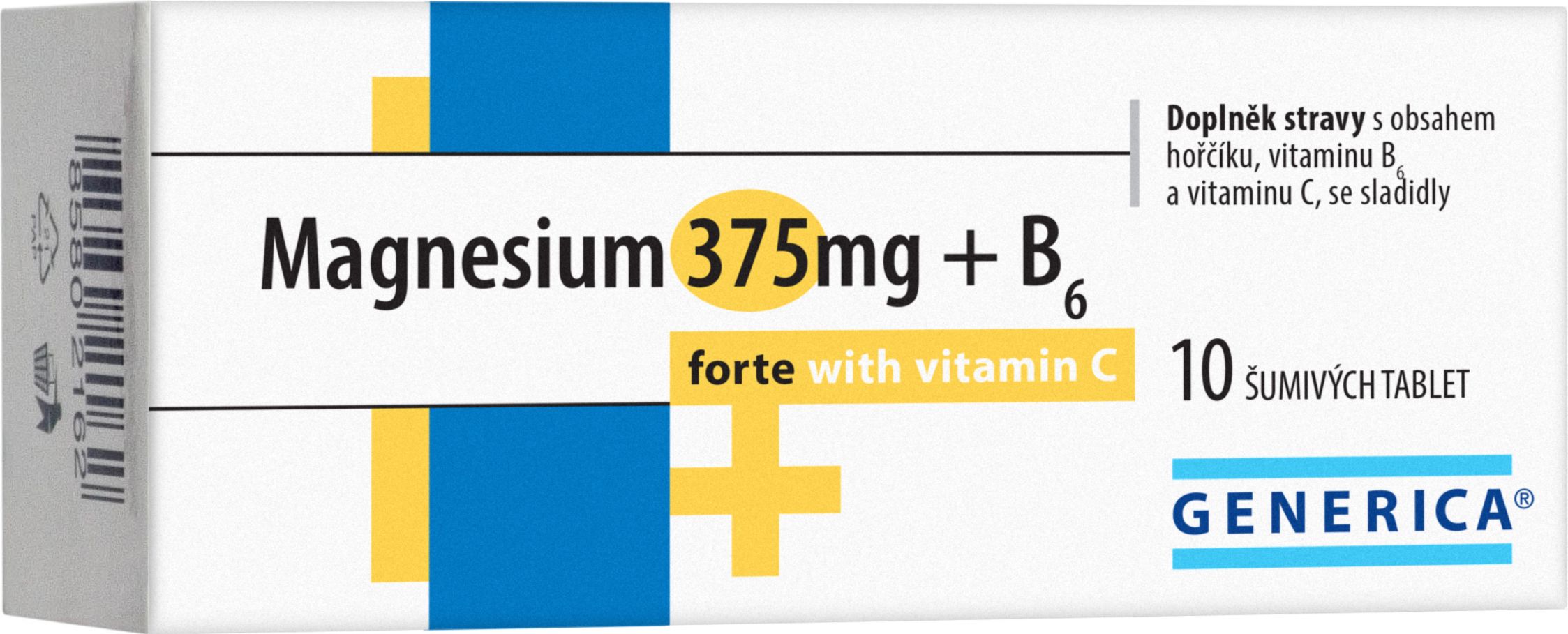 Generica Magnesium 375 mg + B6 forte + vitamin C 10 šumivých tablet Generica