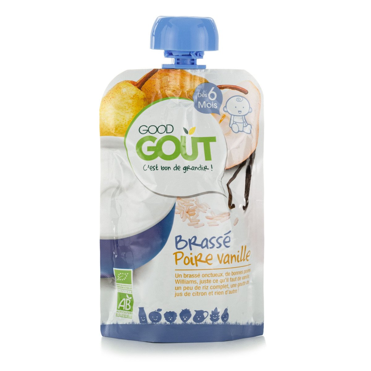 Good Gout BIO Vanilkový jogurt s hruškou 6m+ kapsička 90 g Good Gout