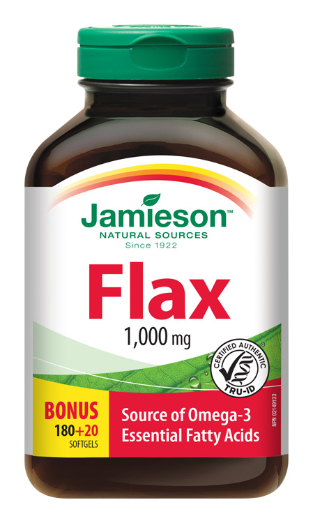 Jamieson Flax Omega-3 1000 mg lněný olej 200 kapslí Jamieson