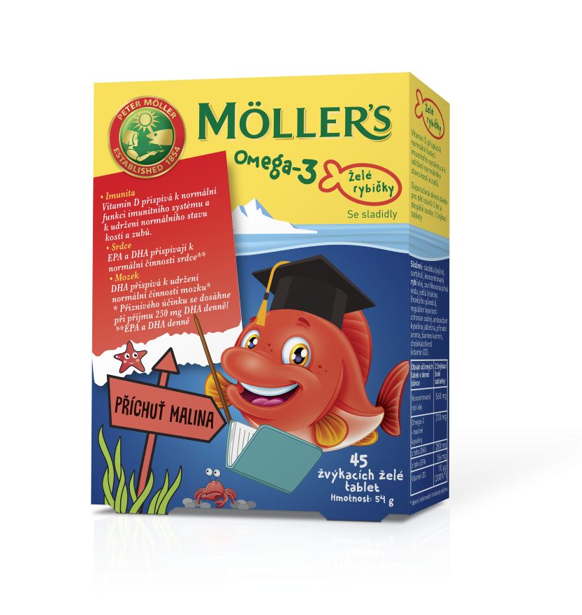 Mollers Omega 3 Želé rybičky malinová příchuť 45 ks Mollers