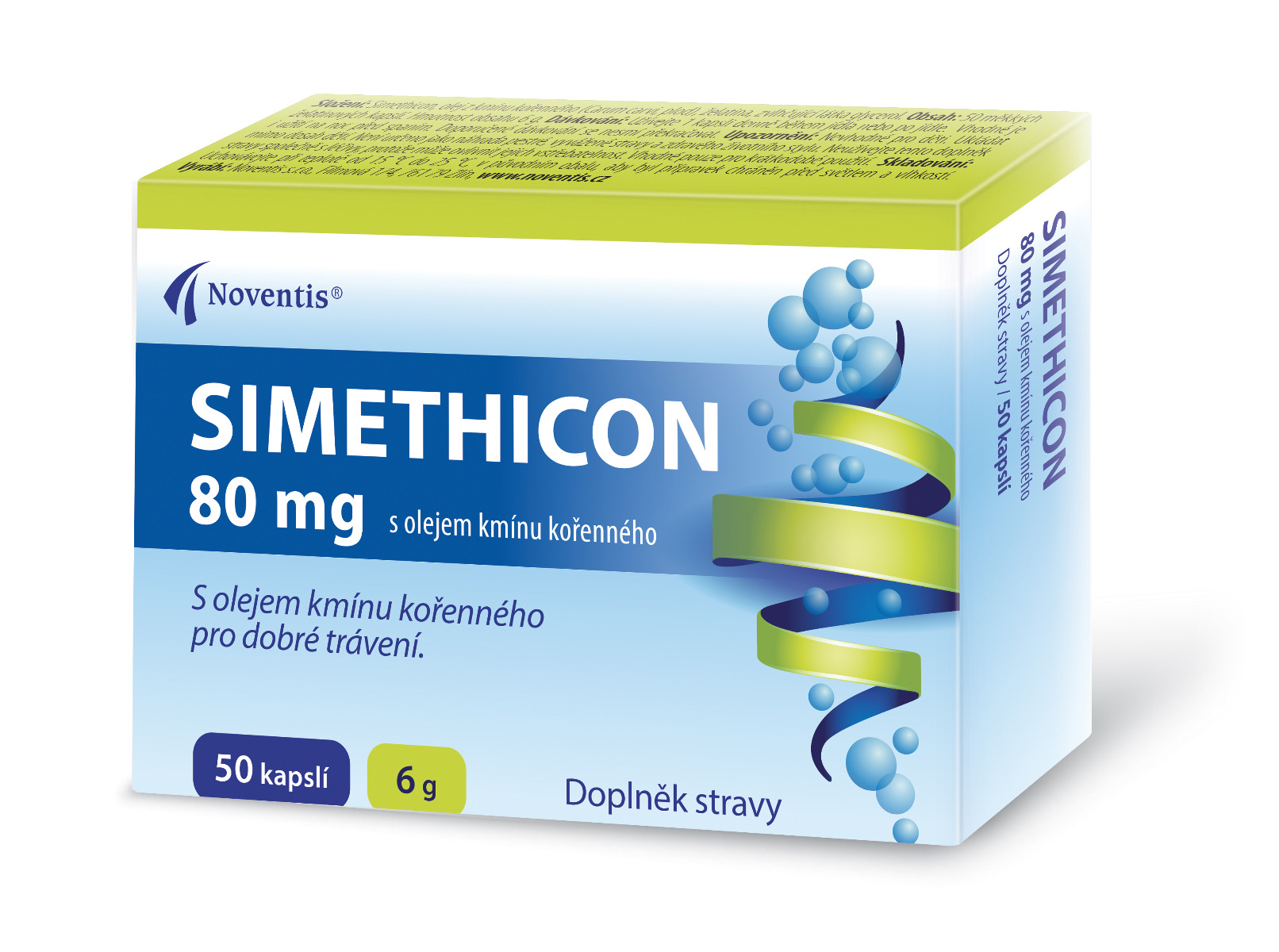 Noventis Simethicon 80 mg s olejem kmínu kořenného 50 kapslí Noventis