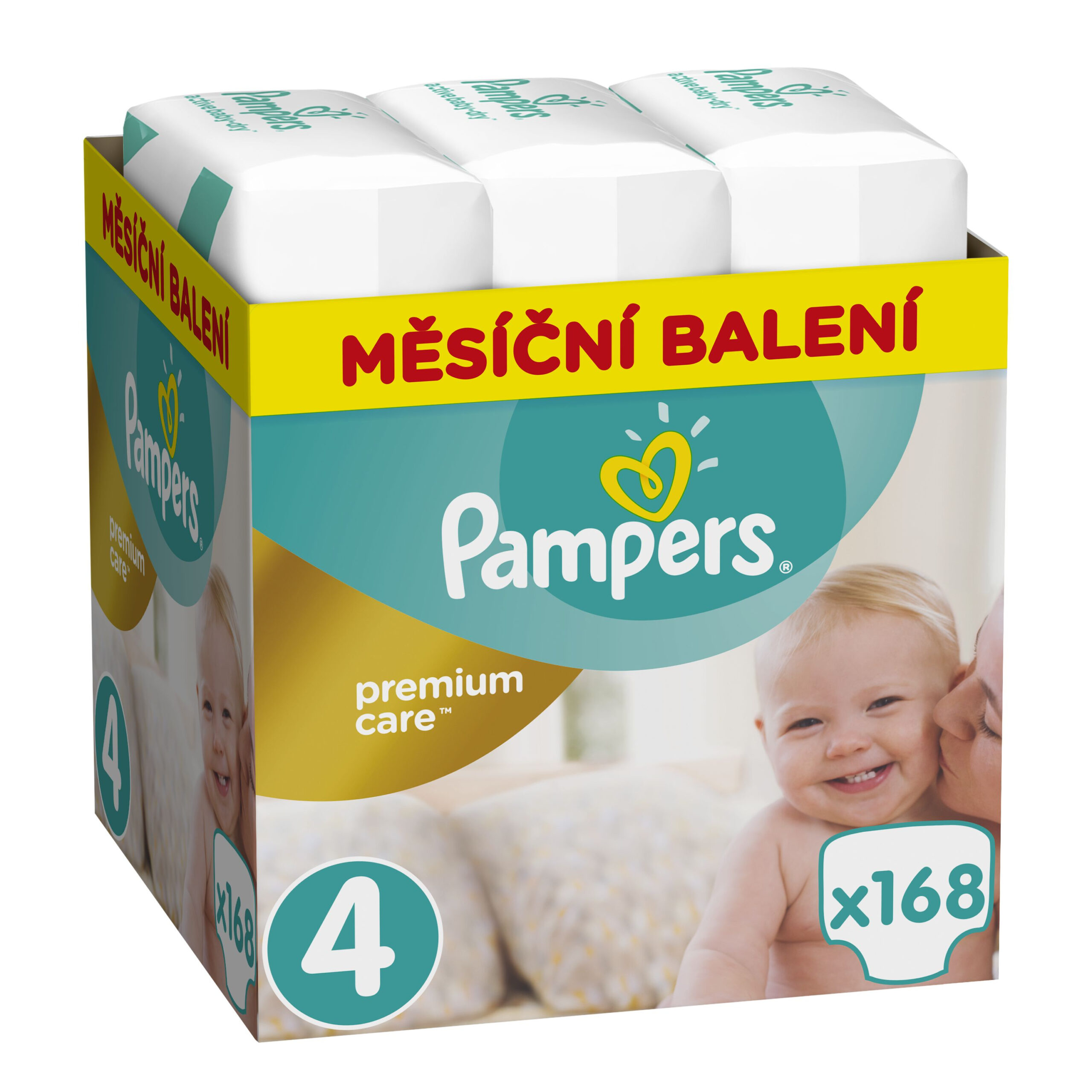 Pampers Premium Care vel. 4 Monthly Pack 8-14 kg dětské pleny 168 ks Pampers