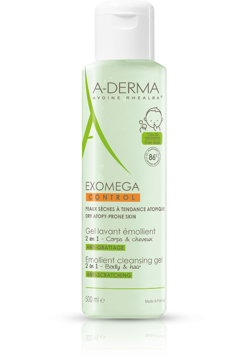 A-Derma Exomega Control zvláčňující mycí gel 2v1 pro suchou kůži se sklonem k atopii 500 ml A-Derma