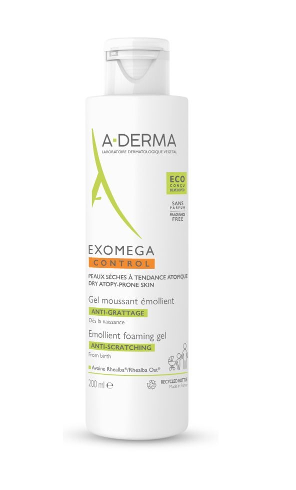 A-Derma Exomega Control zvláčňující pěnivý gel pro suchou kůži se sklonem k atopii 200 ml A-Derma