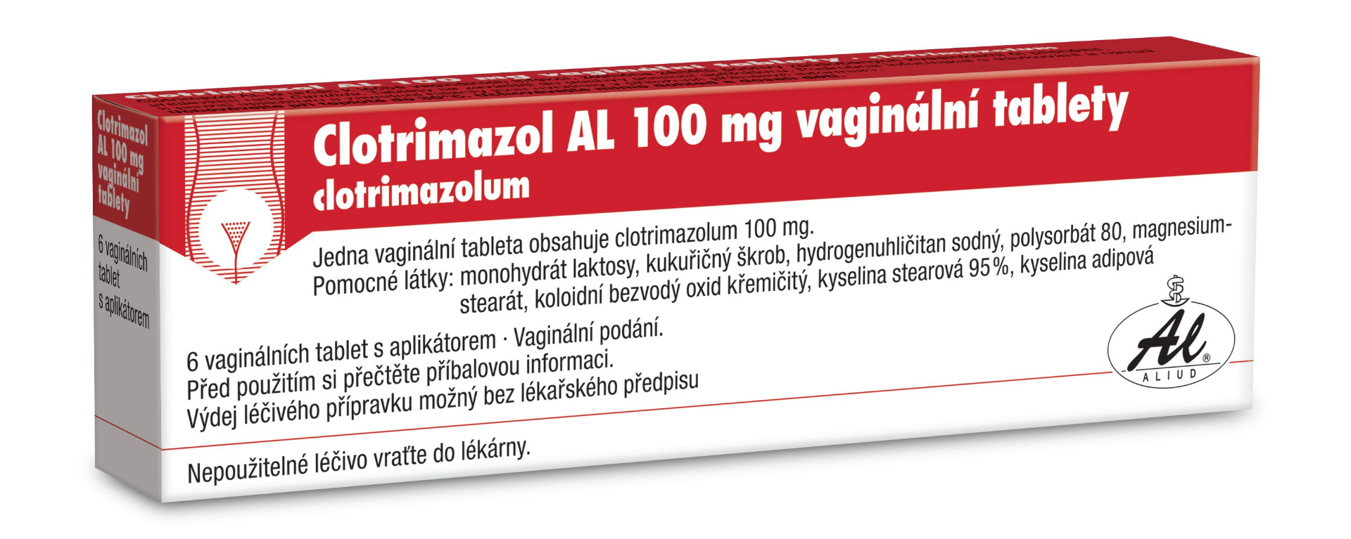 Clotrimazol AL 100 mg 6 vaginálních tablet + aplikátor Clotrimazol AL