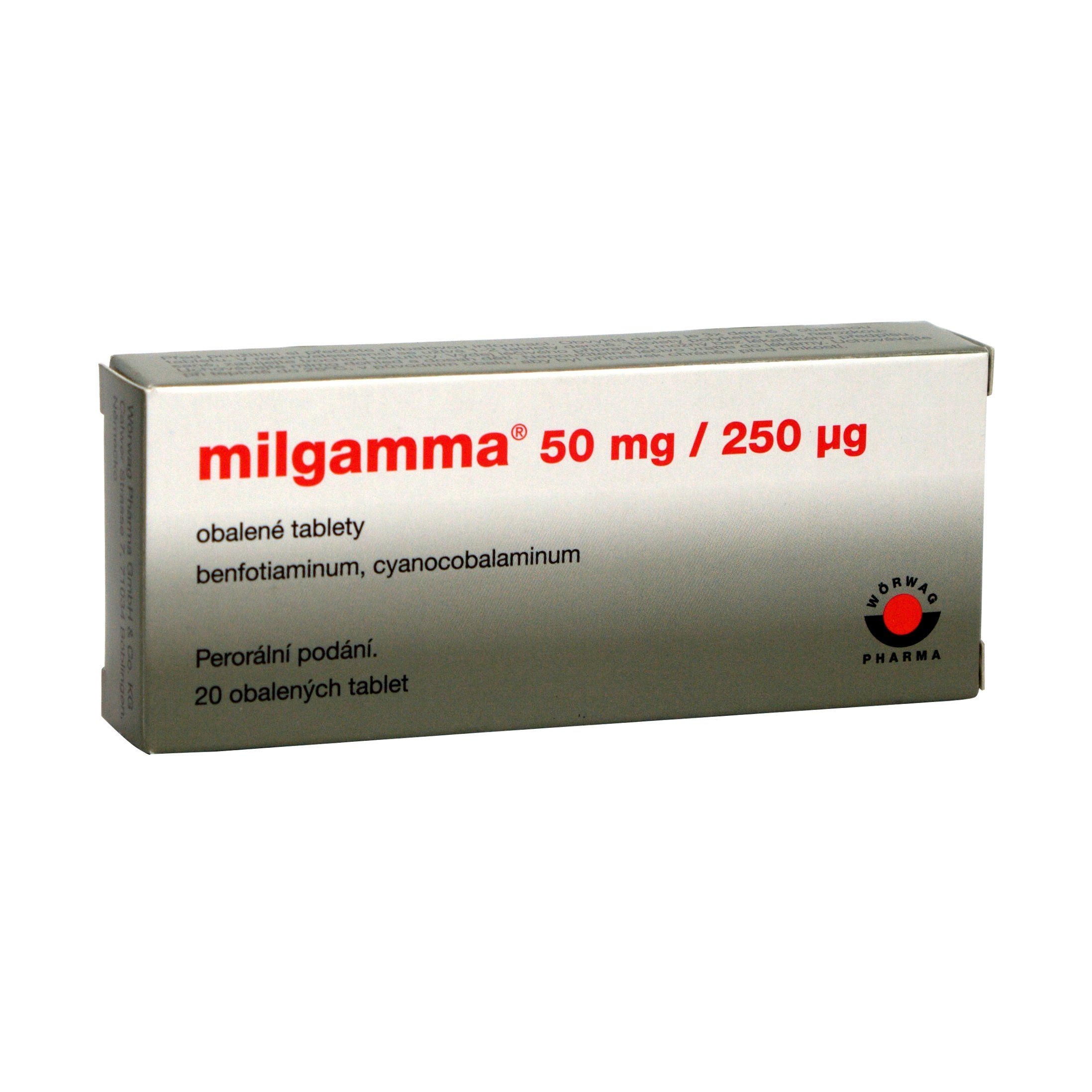 Milgamma 50 mg/250 μg 20 obalených tablet Milgamma