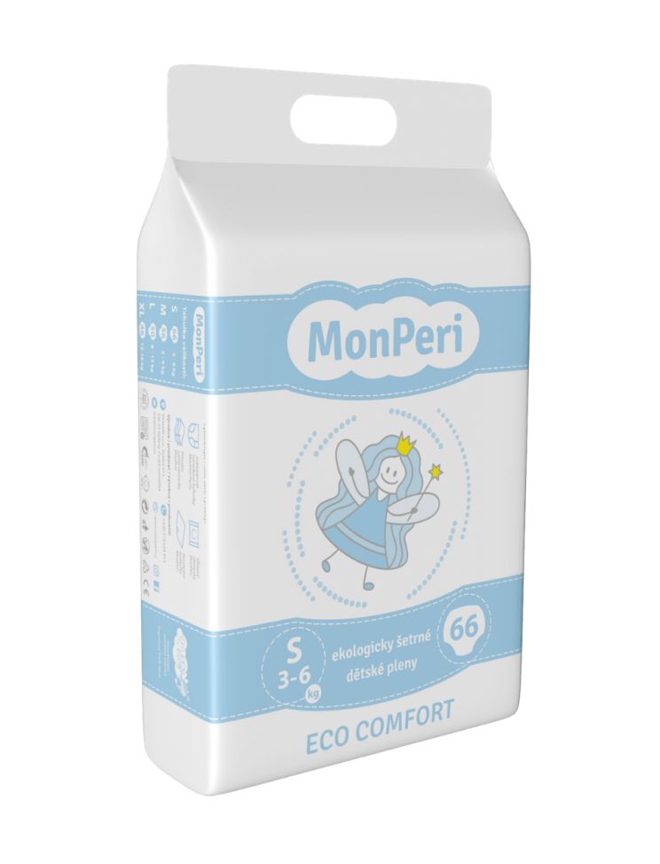 MonPeri ECO Comfort S 3-6 kg dětské pleny 66 ks MonPeri