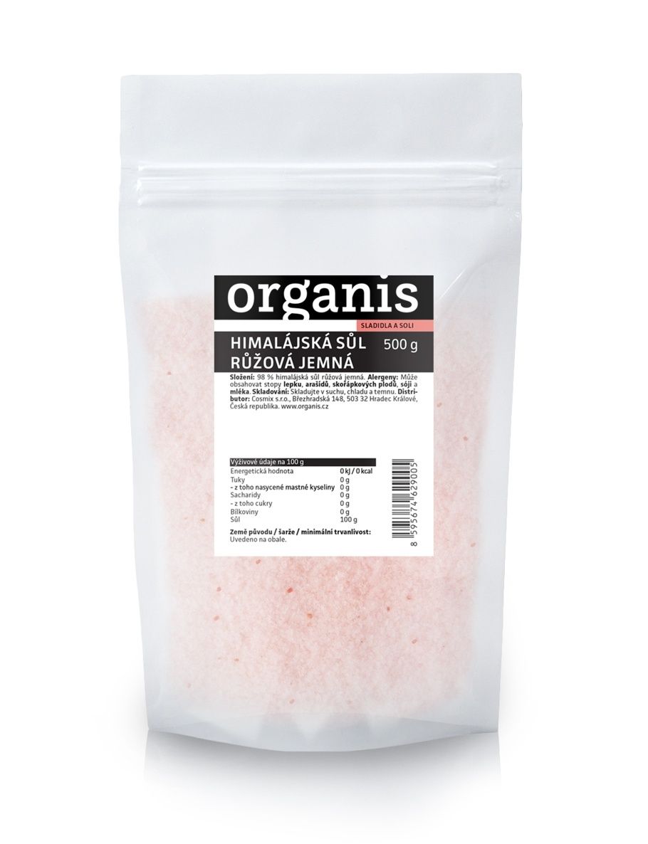 Organis Himalájská sůl růžová jemná 500 g Organis