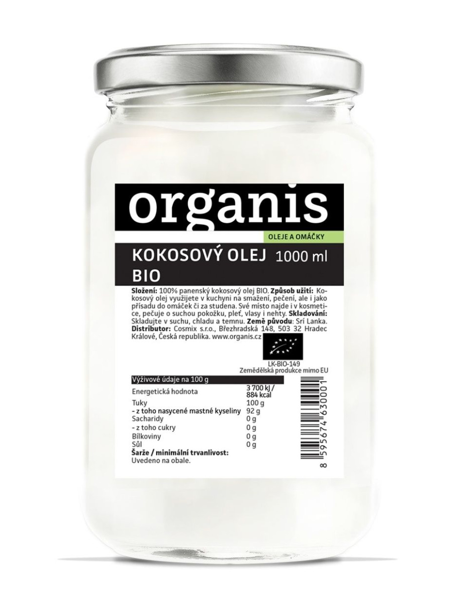 Organis Kokosový olej panenský BIO 1000 ml Organis