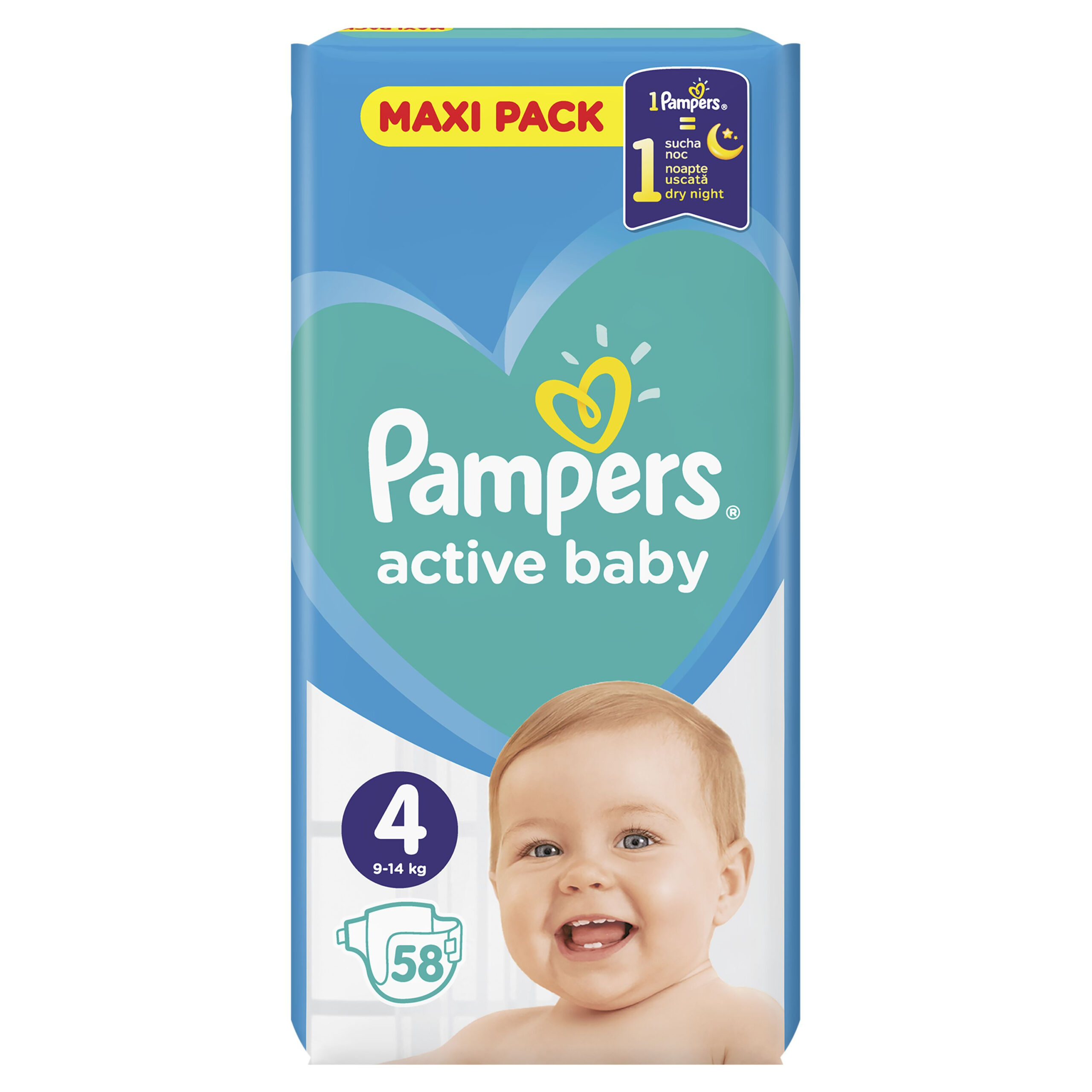 Pampers Active Baby vel. 4 Maxi Pack 9-14 kg dětské pleny 58 ks Pampers