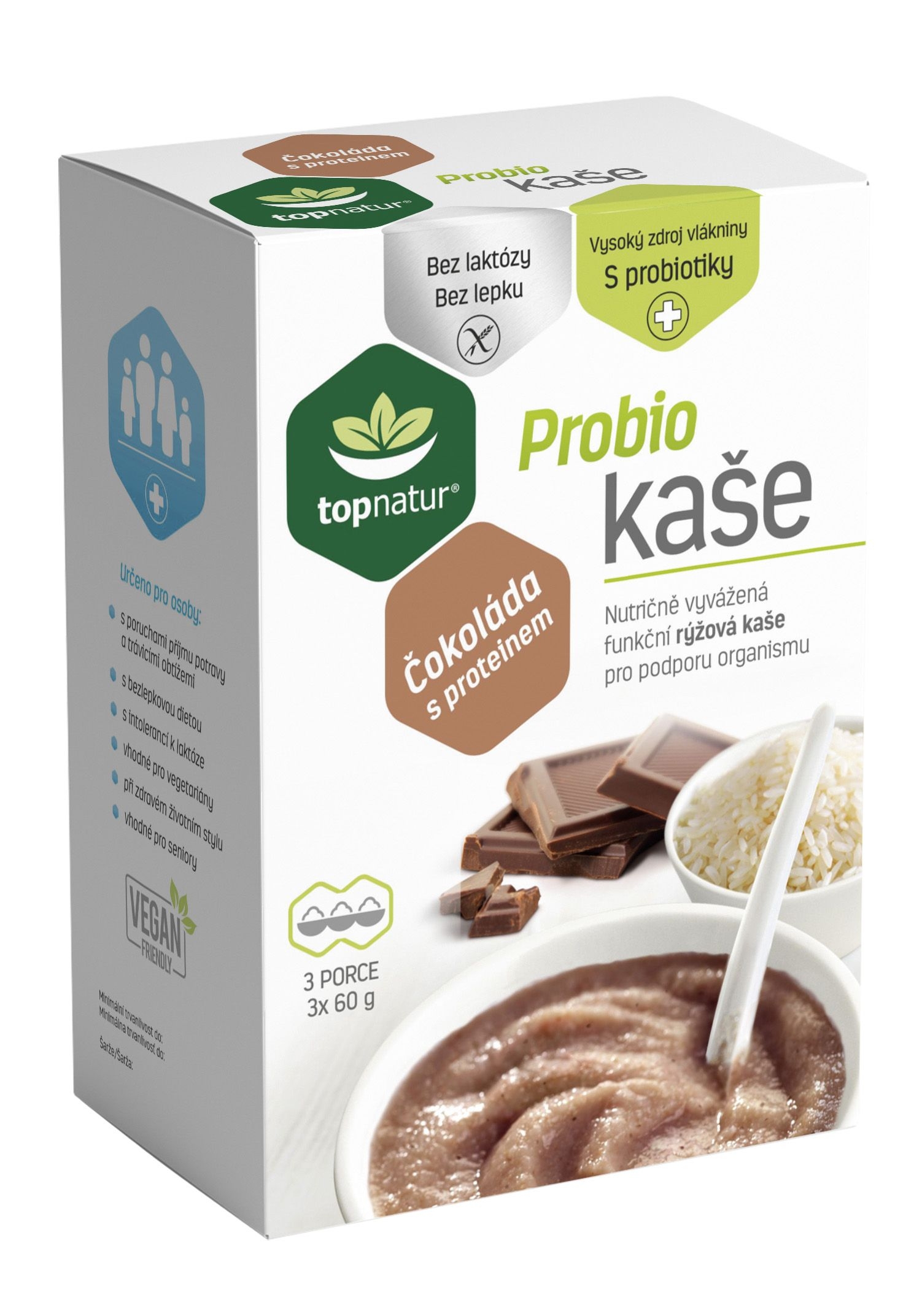 Topnatur Probio čokoláda s proteinem kaše 3x60 g Topnatur