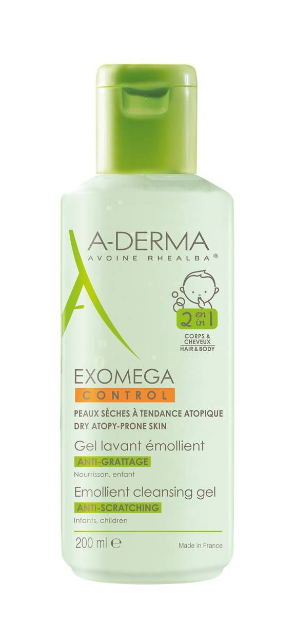 A-Derma Exomega Control zvláčňující mycí gel pro suchou kůži se sklonem k atopii 2v1 200 ml A-Derma