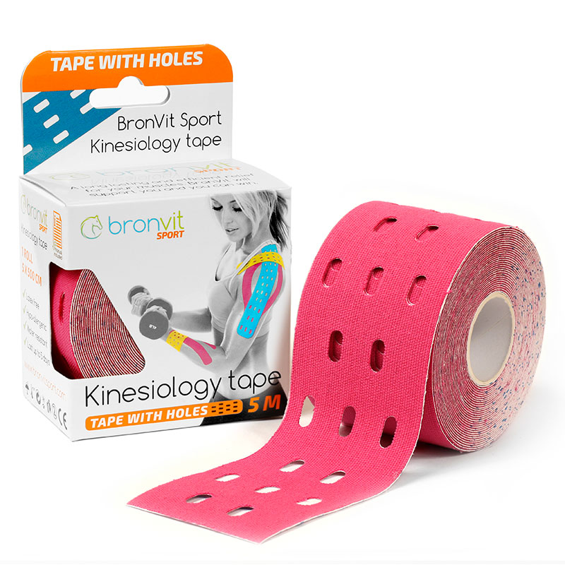 BronVit Sport Kinesio Tape děrovaný 5 cm x 5 m tejpovací páska růžová BronVit Sport