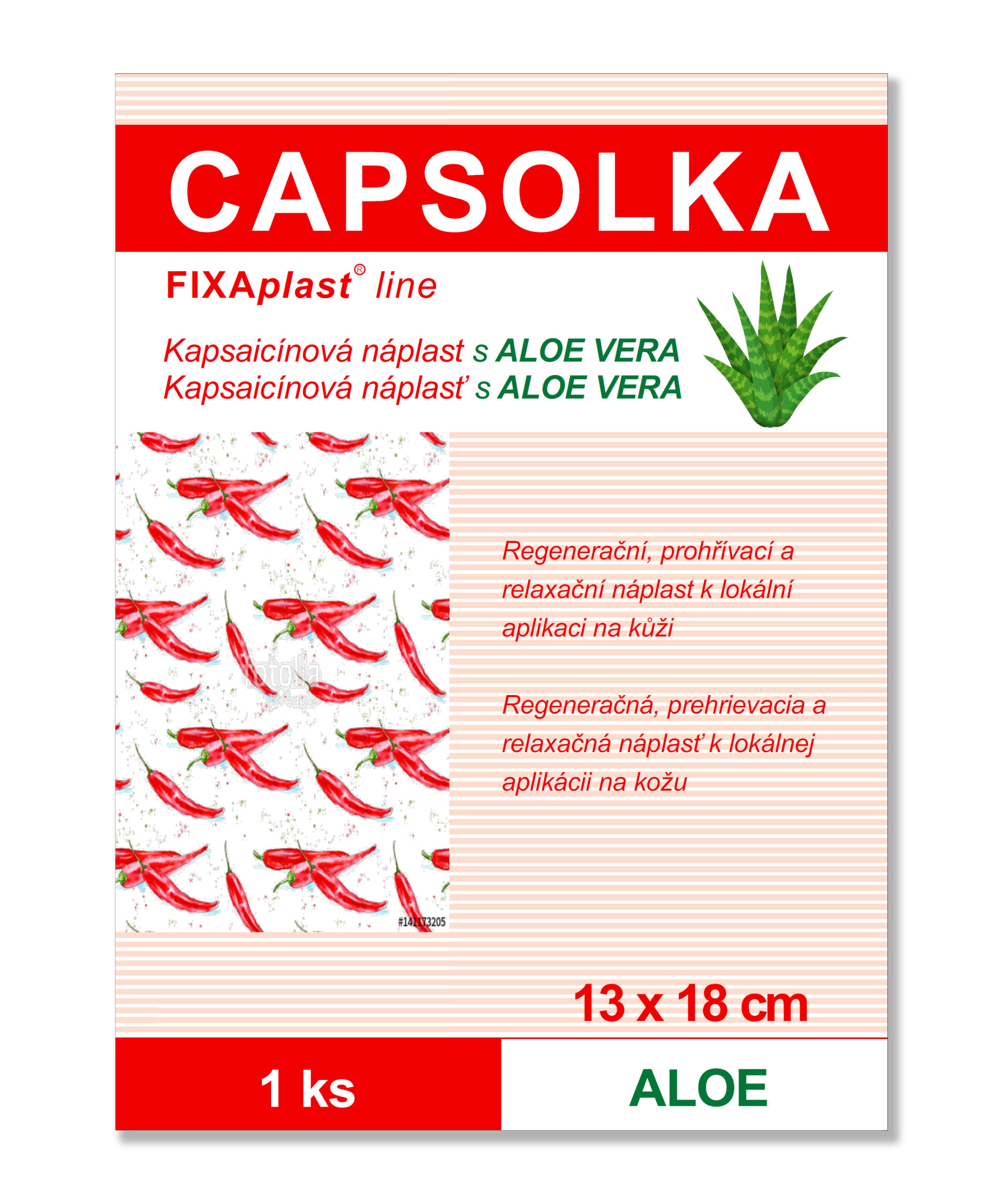 Capsolka Kapsaicínová náplast s Aloe vera 13x18 cm
