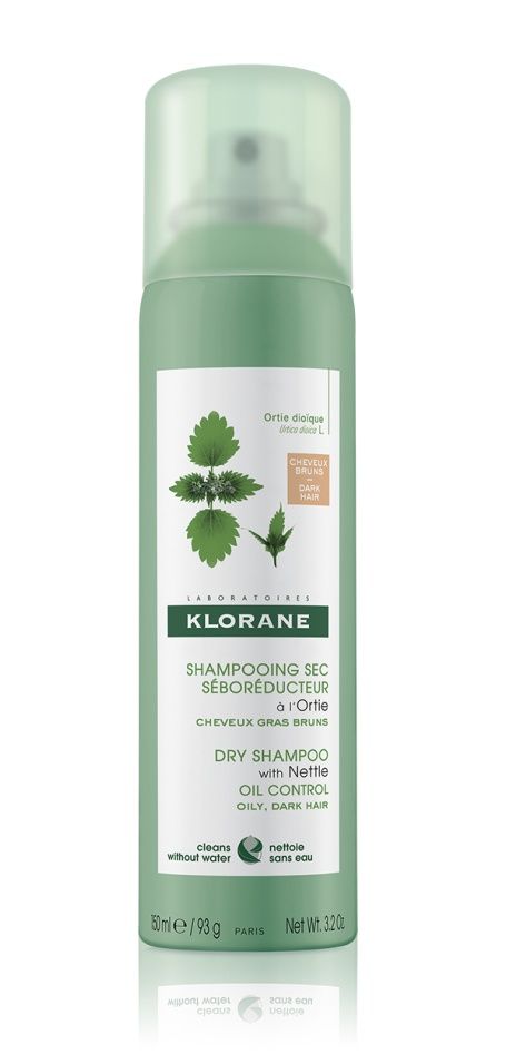 KLORANE Seboregulační suchý šampon s kopřivou na mastné tmavé vlasy 150 ml KLORANE