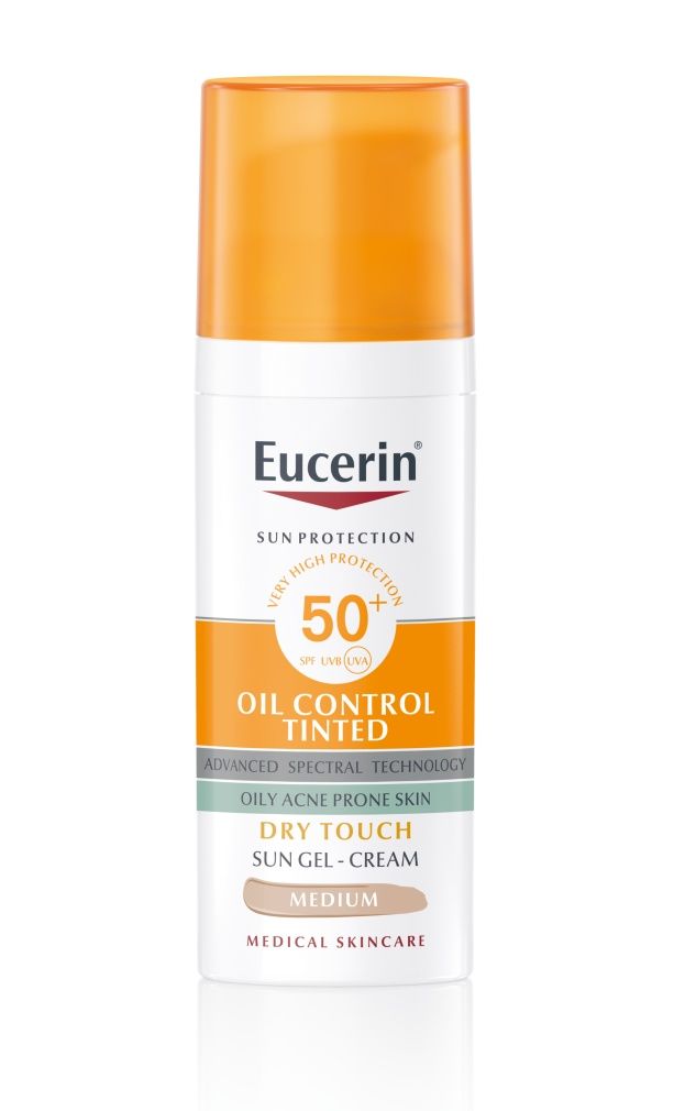 Eucerin Oil Control Ochranný krémový gel na opalování na obličej SPF 50+ středně tmavý 50 ml Eucerin