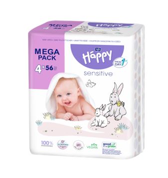 Bella Baby Happy Čistící ubrousky s aloe vera mega pack 4x56 ks Bella