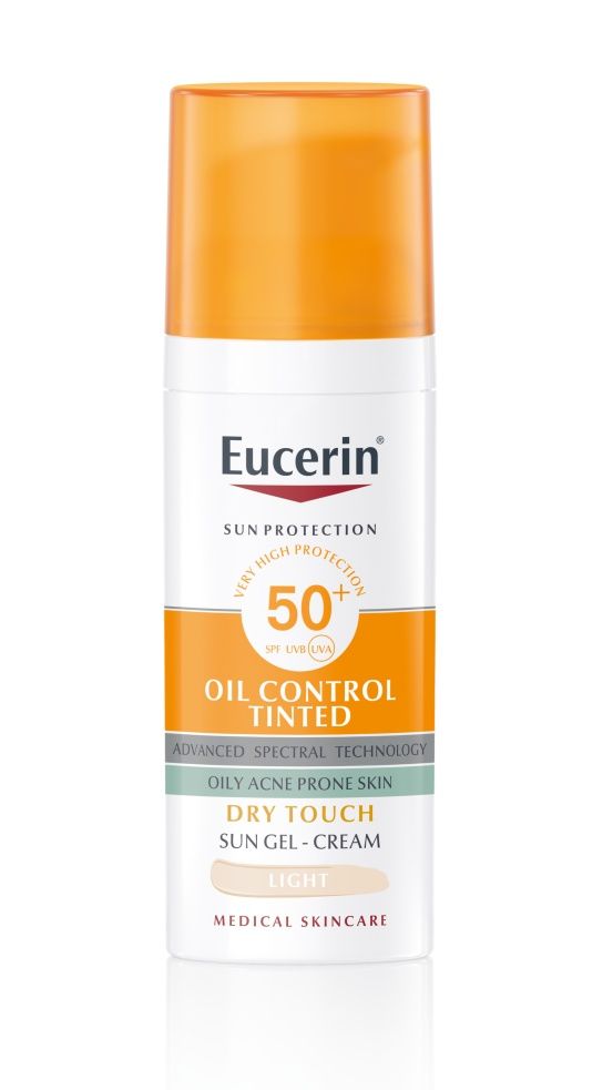 Eucerin Oil Control Ochranný krémový gel na opalování na obličej SPF 50+ světlý 50 ml Eucerin